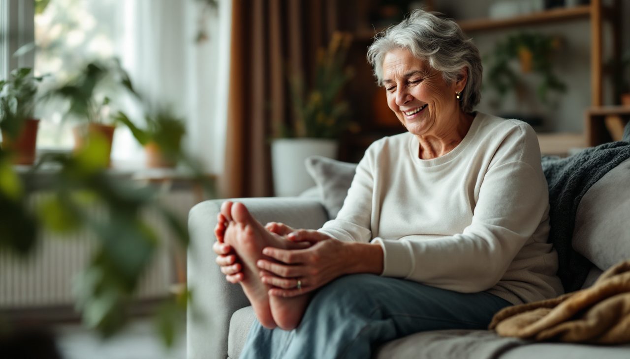 Woman relaxing her feet in comfort